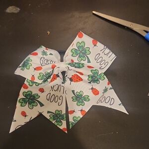 Good Luck Clover and Ladybug Hair Bow NWOT
